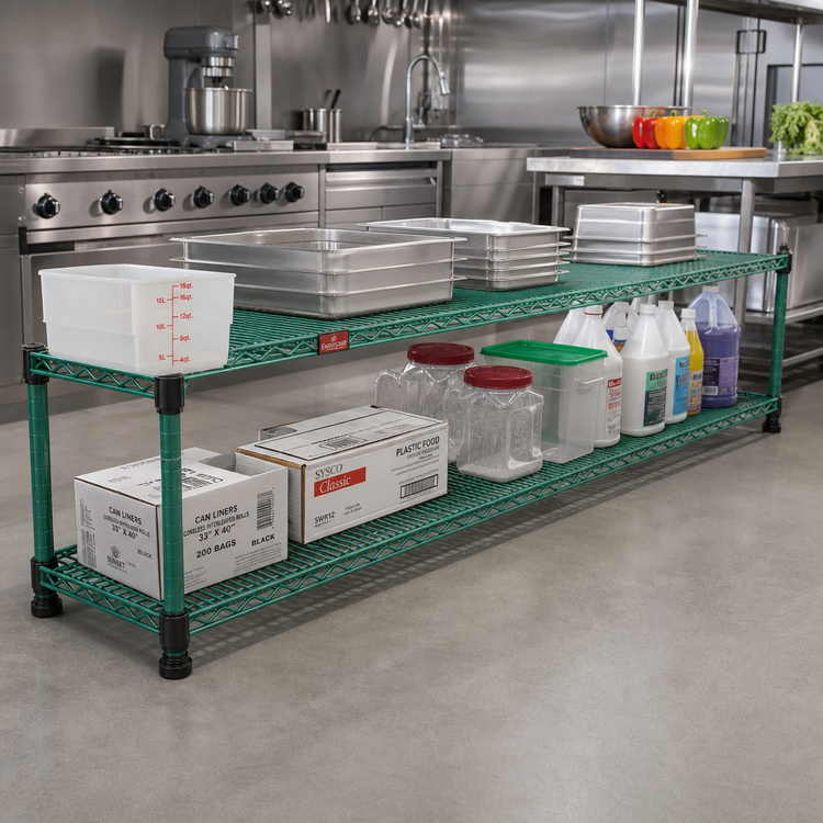 Product image #2 for EagleGard Quad-Adjust Commercial Wire Shelf, 54 x 21 Inches, 600 lb. Capacity, Hybrid Epoxy Finish