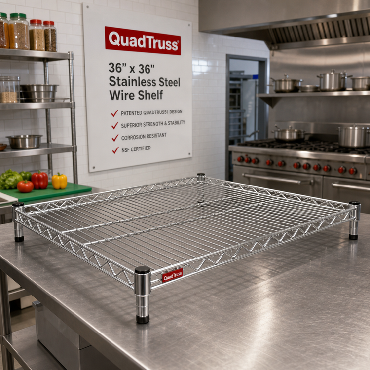 Product image #2 for Patented QuadTruss 36" x 36" Stainless Steel Wire Shelf