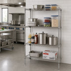 Thumbnail image #2 for Quantum WR63-1472S 72"W x 14"D x 63"H 4-Shelf Stationary Wire Shelving Starter Kit, 304 Stainless Steel