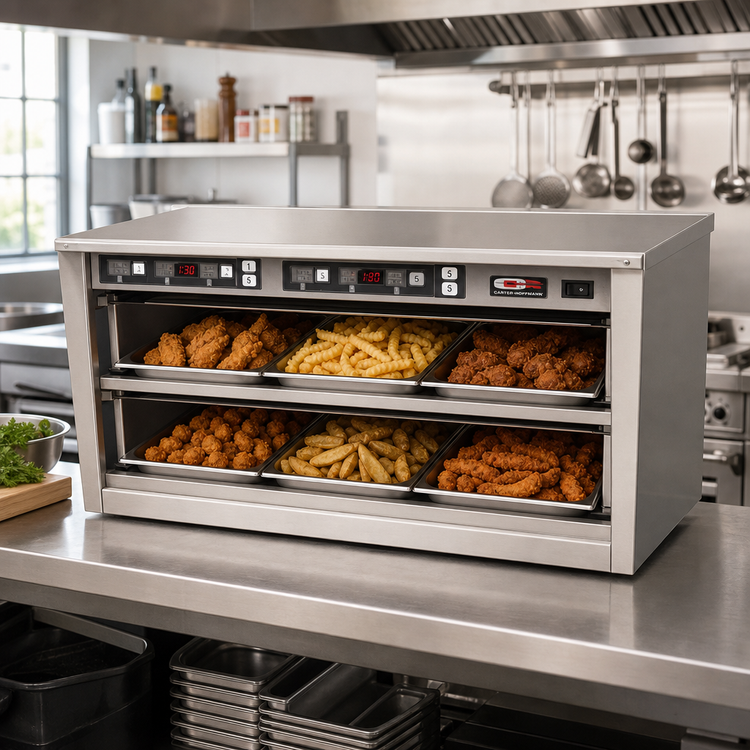 Product image #2 for Carter-Hoffmann Countertop Modular Fried Food Holding Cabinet, Side-Loaded, Single-Sided Access, 2.5-Inch Pan Depth, 6 Timers