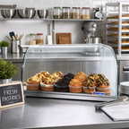 Thumbnail image #2 for Omcan USA 44370 Countertop Curved-Front Pastry Display Case, 25-Liter, Full-Service, Non-Refrigerated, Glass & Stainless Steel