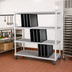 Thumbnail image #2 for Dinex 3-Tier Aluminum Tray Drying Rack with Open Tubular Shelving and 5-Inch Swivel Casters, 63-3/4 x 28 x 74-1/2 Inches