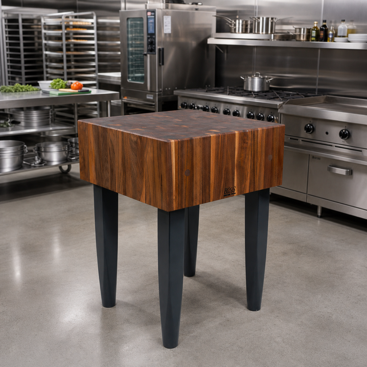 Product image #3 for John Boos Pro Chef 30-Inch Square End Grain American Black Walnut Butcher Block Work Table