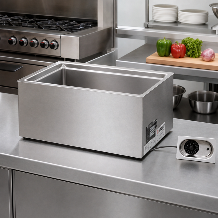 Product image #2 for Eagle Group Drop-In Electric Rectangular Hot Well Food Warmer with Drain, Single 12 x 20 Inch Pan Opening, Wet or Dry Operation