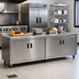 Thumbnail image #2 for Advance Tabco HB-SS-3010M Enclosed Work Table with Cabinet Base, Mid-Shelf, and Hinged Doors
