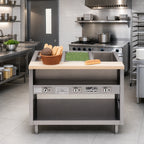Thumbnail image #2 for Dinex DXPDME3OS Stationary 3-Well Electric Hot Food Table with Open Cabinet Base, Stainless Steel Top and Full-Size Sealed Wells