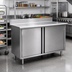 Thumbnail image #2 for Eagle Spec-Master 96 in. x 24 in. Stainless Steel Enclosed Work Table with Hinged Doors and 4-1/2 in. Backsplash