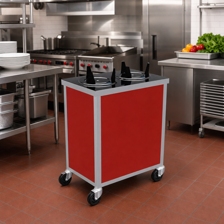 Product image #2 for Atlas Metal Mobile Enclosed Unheated 2-Tube Round Plate Dispenser for 10-1/8 Inch Dishes