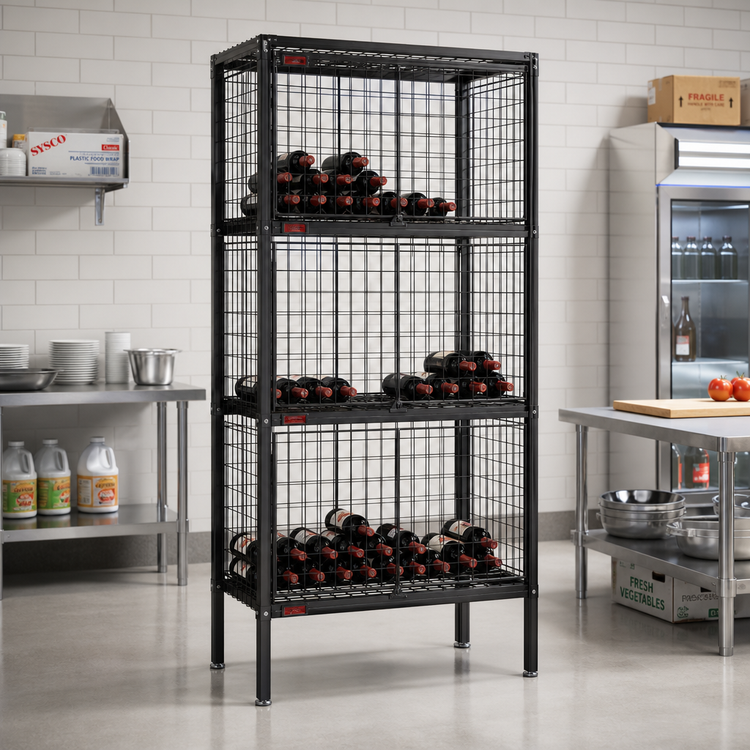 Product image #2 for Eagle Group 48 Inch Black 3-Tier Bulk Wine Storage Unit, 240-Bottle Capacity
