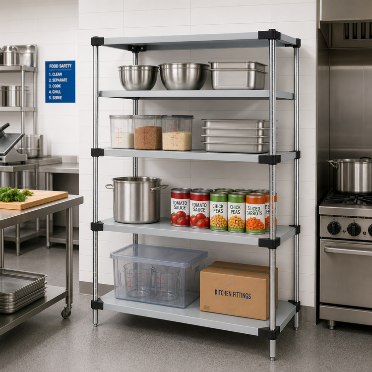 Product image #2 for Quantum 54"W x 18"D x 86"H Solid Stainless Steel Shelving Starter Kit
