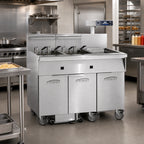 Thumbnail image #2 for Imperial (Middleby) IFSCB250EC Electric 2-Battery Floor Fryer, Dual 50 lb. Tanks, Built-In Filter, Computer Controls