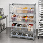 Thumbnail image #2 for Quantum WR4-39-1236-807CL 4-Shelf Wire Shelving Bin Center with 12 Clear Bins, 36W x 12D x 39H, Chrome-Plated