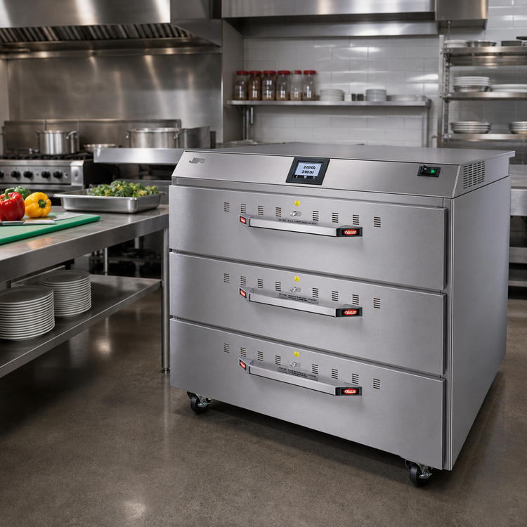 Product image #2 for Hatco HDWTC-3 Freestanding 3-Drawer Heated Drawer Warmer with Top Touchscreen Control