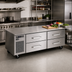 Thumbnail image #2 for Randell 82-Inch Two-Section Self-Contained Refrigerated Chef Base Equipment Stand with 4 Drawers, Left-Side Compressor
