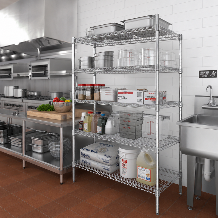 Product image #2 for Eagle Group 5-Tier Chrome Wire Add-On Shelving Unit, 48 x 21 x 86 Inches