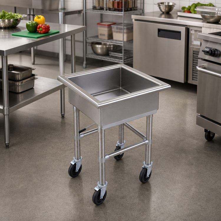 Product image #2 for Eagle Group Mobile Stainless Steel Soak Sink with 20-Inch x 20-Inch x 8-Inch Compartment