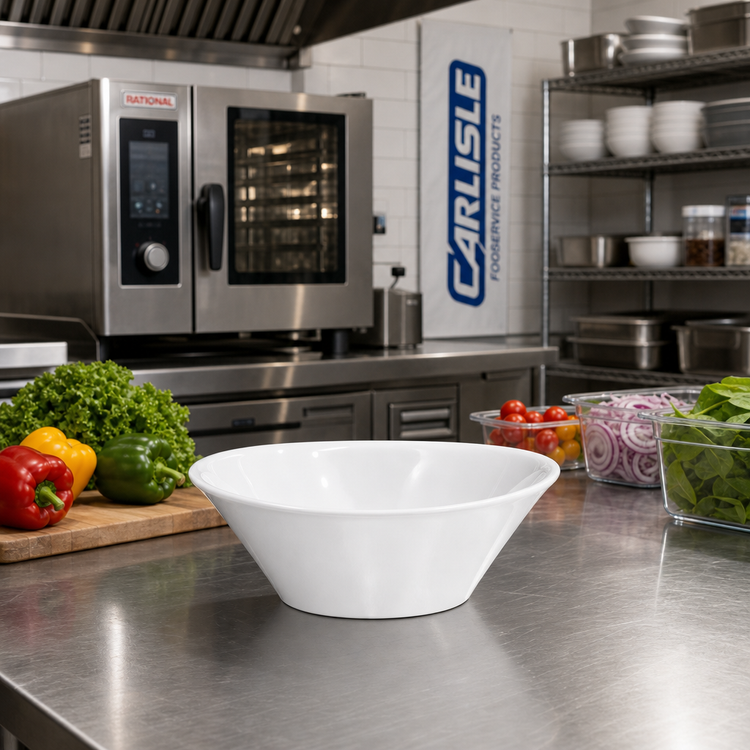 Product image #2 for Carlisle Stadia® 32 oz White Oblong Melamine Bowl, 8 Inch Diameter