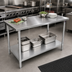 Thumbnail image #2 for John Boos Stallion 84-Inch W x 36-Inch D Stainless Steel Top Work Table with Galvanized Base and Adjustable Undershelf