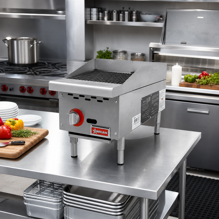 Product image #2 for Omcan USA 12-Inch Countertop Natural Gas Charbroiler, Single Burner, 35,000 BTU