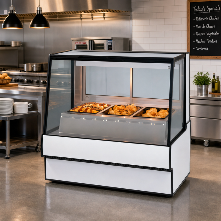 Product image #2 for Federal Industries High Volume 5-Well Heated Deli Case, Wet or Dry Heat, Slanted Glass Countertop Display
