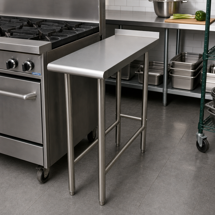 Product image #2 for Advance Tabco TFMS-123 12" x 36" 16-Gauge 304 Stainless Steel Open Base Equipment Filler Table