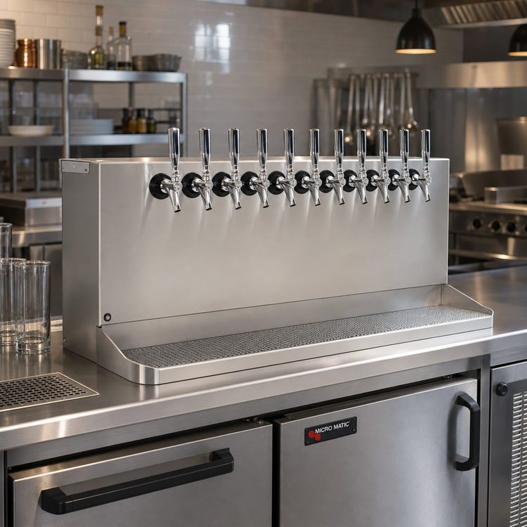 Product image #2 for Micro Matic 40-Inch Wide 10-Faucet Underbar Glycol-Cooled Draft Beer Dispenser with Drip Tray