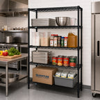 Thumbnail image #2 for Quantum WR74-1842BK Stationary Black Epoxy Wire Shelving Starter Kit, 4 Shelves, 42"W x 18"D x 74"H