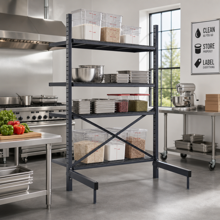 Product image #2 for Metro SmartLever 86-Inch High Cantilevered Shelving Starter Unit Kit for 42 x 24 Shelves