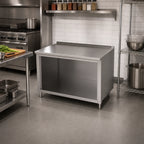Thumbnail image #2 for John Boos 4CO6R1.5-3048 Stainless Steel Open-Front Cabinet Base Work Table, 48"W x 30"D, 16-Gauge 300-Series Top, 1-1/2" Rear Riser