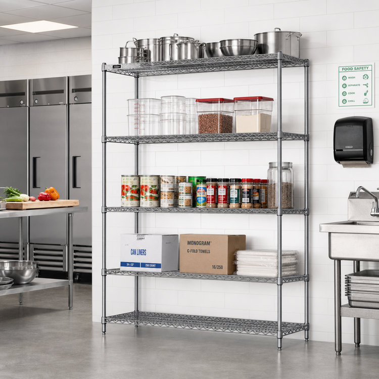 Product image #2 for Eagle Redipak 4-Tier Stationary Wire Shelving Unit, 60W x 18D x 74H, Pewter Gray Epoxy Finish