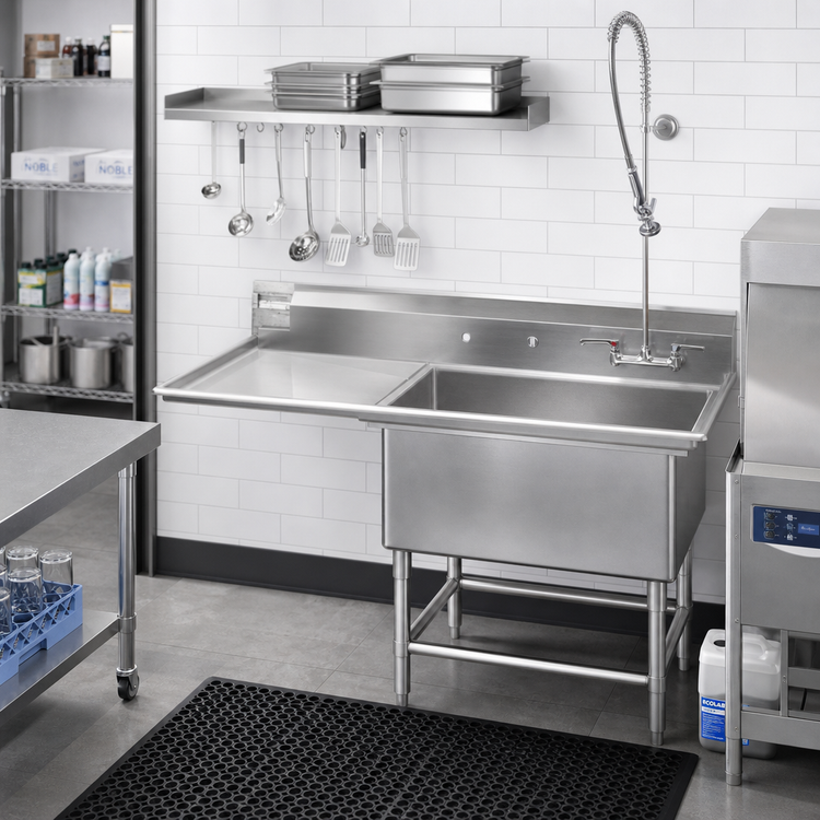 Product image #2 for Spec-Master One-Compartment Stainless Steel Sink With 36-Inch Left Drainboard, 57-1/2 Inch W x 27 Inch D