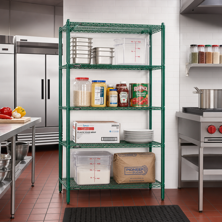 Product image #2 for Red-i-Pak 4-Tier Stationary Wire Shelving Unit, 36 x 24 x 74 Inches, Green Epoxy