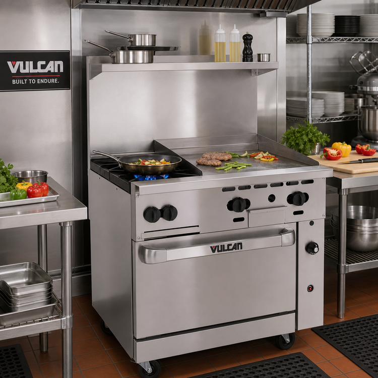 Product image #2 for Vulcan Endurance 36-Inch Gas Restaurant Range with 2 Open Burners, 24-Inch Griddle and Standard Oven
