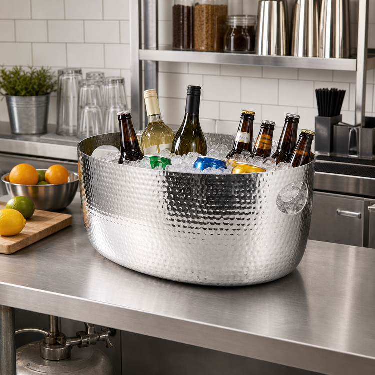 Product image #2 for American Metalcraft Hammered Aluminum Oval Beverage Tub, 16-1/4 Qt.
