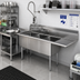 Thumbnail image #2 for Omcan USA 3-Compartment Pot Sink with Right Drainboard, 304 Stainless Steel