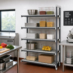 Thumbnail image #2 for Cambro Camshelving® Elements EXA184284VS5480 5-Tier Stationary Add-On Polymer Shelving Unit, 4 Vented/1 Solid, 18"D x 42"W x 84"H, Gray