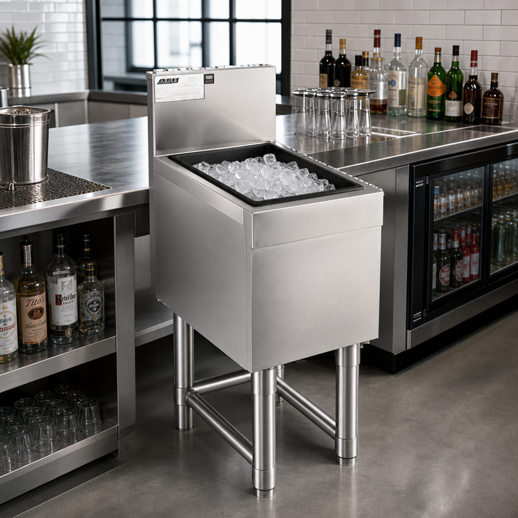Product image #2 for Eagle Spec-Bar B18IC-24 Underbar Insulated Stainless Steel Ice Bin/Cocktail Unit, 18" x 24", 64 lb Capacity