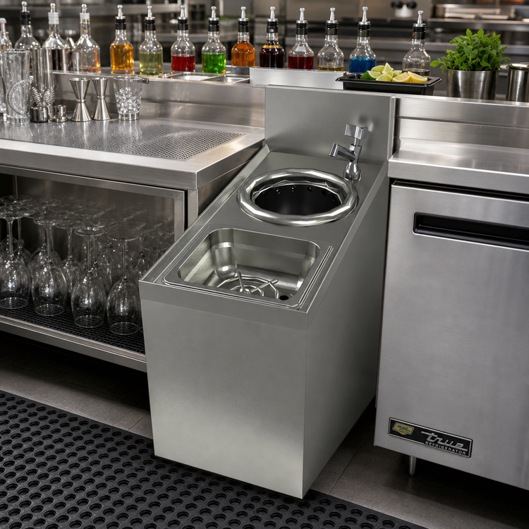 Product image #2 for BK Resources Underbar Speed Station with Push-Down Glass Rinser and Dipper Well Faucet