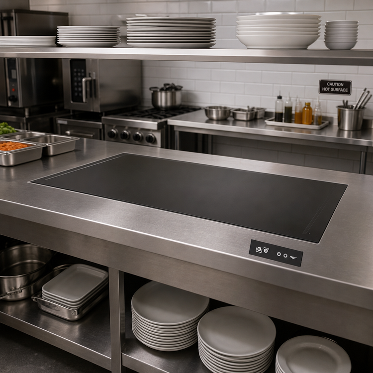 Product image #2 for Vollrath Flush Mount Drop-In Heated Shelf, 38" Wide, Dual Warming Zones, Black Aluminum Hardcoat, 120V