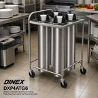 Thumbnail image #2 for Dinex DXP4ATG6 Mobile Unheated Open-Frame Round Plate Dispenser, 4 Self-Elevating Tubes, Stainless Steel, Fits Plates up to 9-1/4"