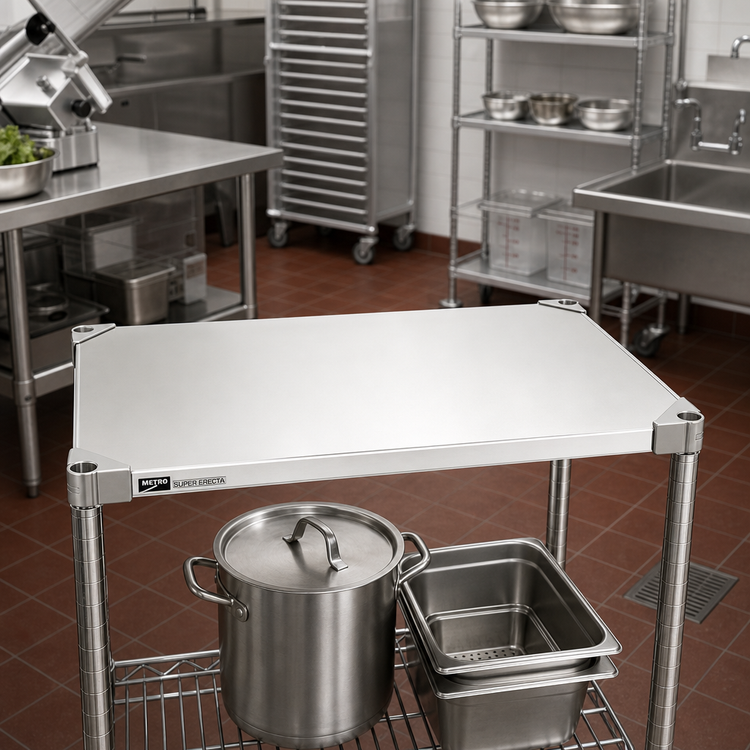 Product image #2 for Metro Super Erecta 24" x 18" Solid Stainless Steel Shelf, Autoclavable/Cart-Washable