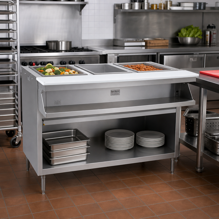 Product image #2 for Spec-Master Sealed Well Electric Hot Food Table, Open Cabinet Base, 2 Wells, 208V
