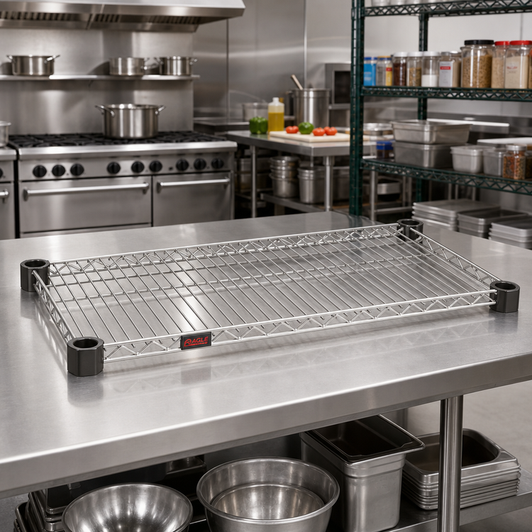 Product image #2 for Eagle Group QuadTruss Quad-Adjust Commercial Wire Shelf with Stainless Steel Finish, 30 x 18 Inches