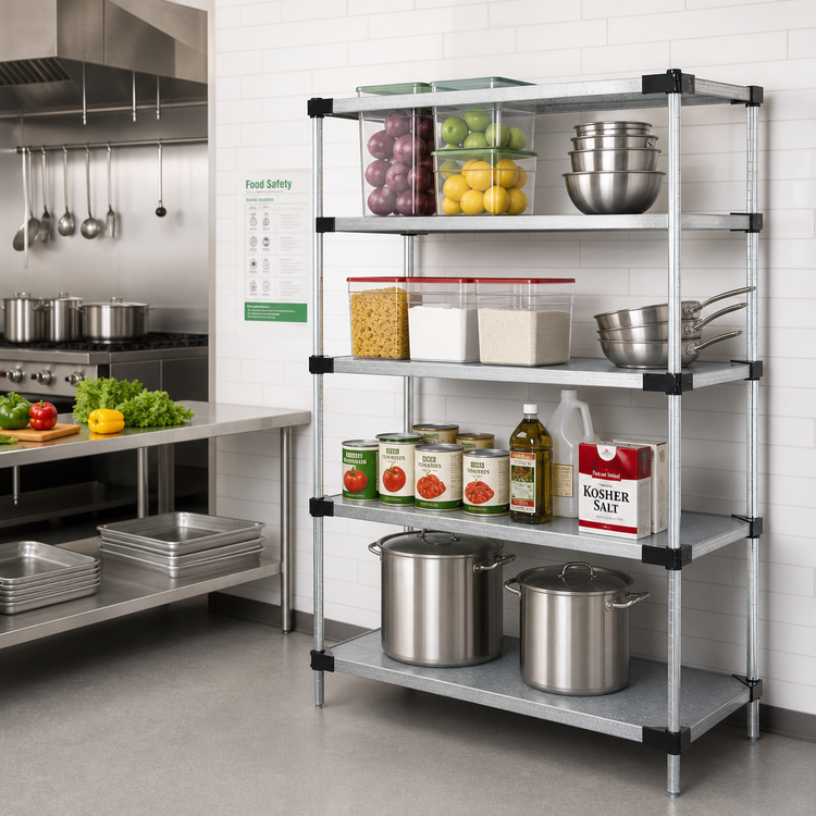 Product image #2 for Quantum Solid Shelving Starter Kit, 42"W x 18"D x 63"H, 4-Shelf Stationary Unit