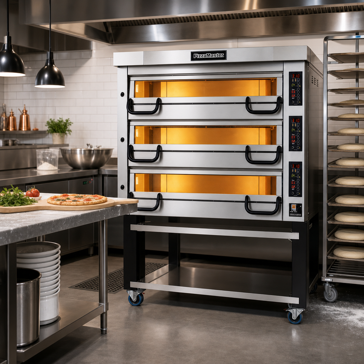 Product image #2 for PizzaMaster PM 943ED 3-Deck Modular Electric Pizza Deck Oven with Ceramic Clay Stones