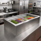 Thumbnail image #2 for Delfield N8081 Drop-In Ice-Cooled Cold Pan, 6-Pan, Stainless Steel Top & Interior, 81-3/4-Inch Wide