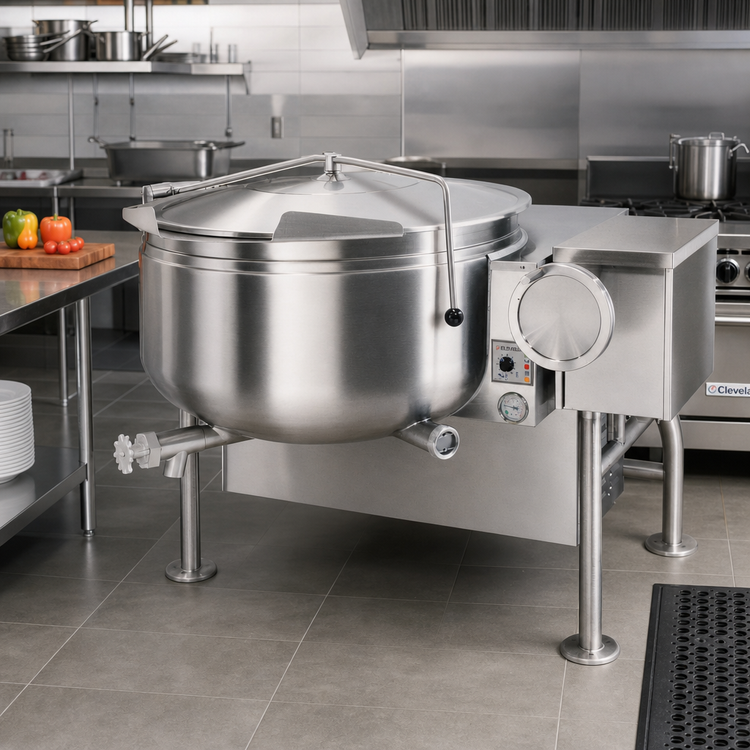 Product image #2 for Cleveland Range Short Series 40-Gallon Gas Tilting Steam Kettle, Fully Jacketed, Natural Gas