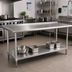 Thumbnail image #2 for Advance Tabco FSS-3612 144-Inch x 36-Inch Stainless Steel Work Table with 1-1/2-Inch Rear Up-Turn and Adjustable Undershelf