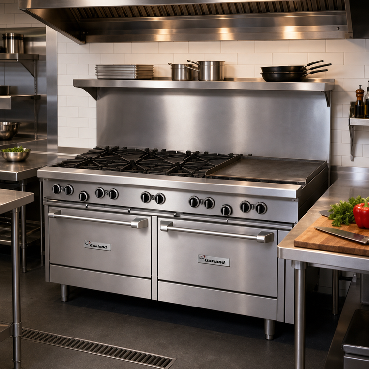Product image #2 for Garland US Range U Series 60-Inch Gas Restaurant Range with 6 Open Burners, 24-Inch Griddle, Standard Oven, and Storage Base