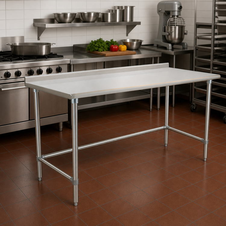 Product image #2 for BlendPort Budget Series 48 x 24-Inch Stainless Steel Work Table with Rear Upturn and Tubular Base